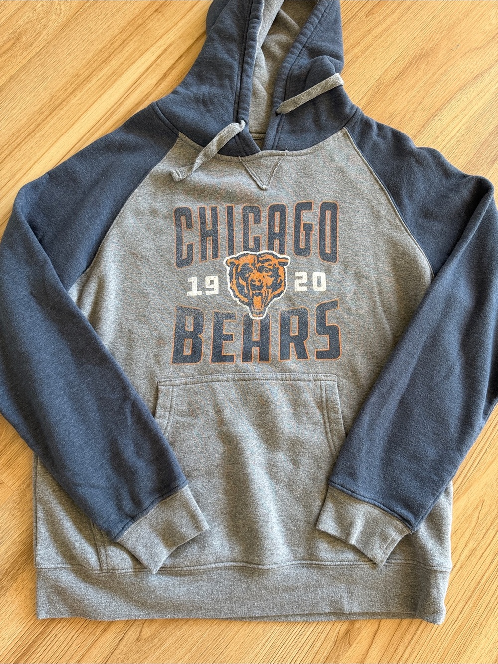 Fanatics Chicago Bears Raglan Pullover Hoodie - Gray/Navy